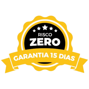 selo de garantia com os dizeres: RISCO ZERO GARANTIA DE 15 DIAS