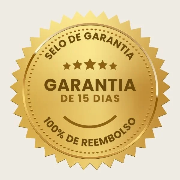 etiqueta dourada dourada de SELO DE GARANTIA DE 15 DIAS - 100% DE REEMBOLSO
